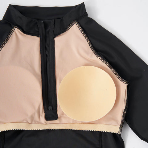 プールやジムに最適！ FILA 長袖セパレーツ水着（日焼け対策/体型カバー）ブラックｘホワイト