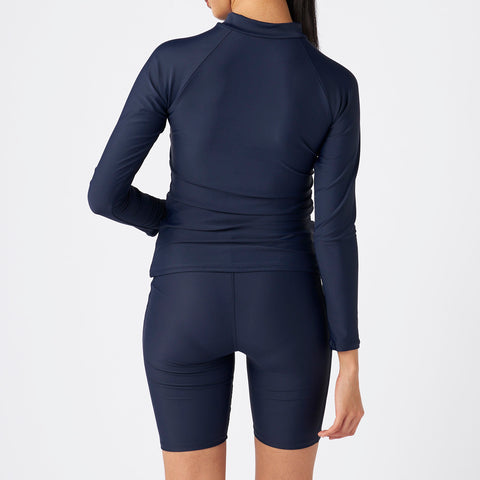 プールやジムに最適！ FILA 長袖セパレーツ水着（日焼け対策/体型カバー）ブラックｘホワイト