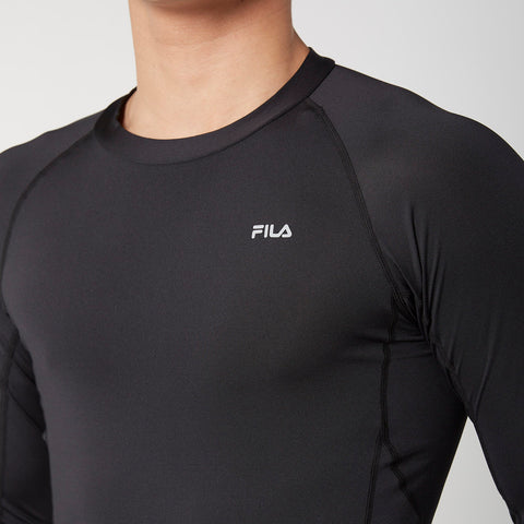 【FILA】メンズ 長袖 ソフトコンプレッション インナー（UVカット/吸汗速乾/反射プリント） 448124