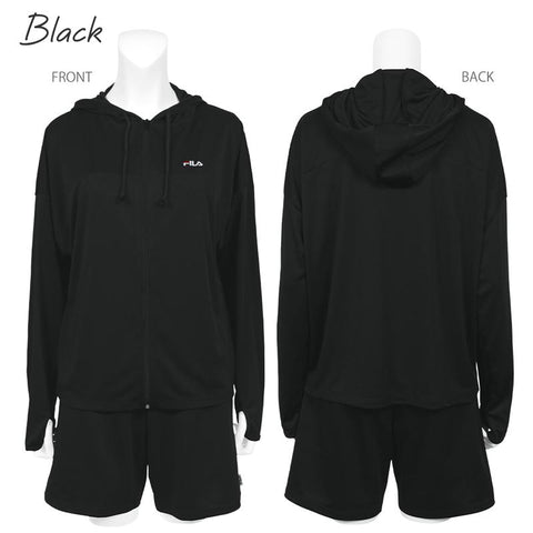 【FILA】体型カバー＆UVカット(90%以上)！ラッシュガード付 4点セット水着（レディース フィットネス/ヨガ/ジム対応）