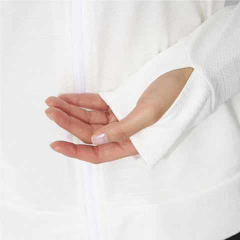 【FILA】UVカット率90%以上！幾何柄エンボス ラッシュガード（水陸両用/指穴付き）レディース フィットネス