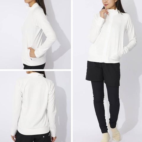 指穴付きで手の甲までUV対策！ 上品エンボス加工 レディース ラッシュガード (全2色)【FILA】