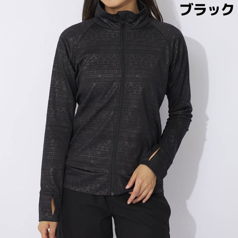 【FILA】UVカット率90%以上！幾何柄エンボス ラッシュガード（水陸両用/指穴付き）レディース フィットネス