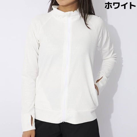 【FILA】UVカット率90%以上！幾何柄エンボス ラッシュガード（水陸両用/指穴付き）レディース フィットネス